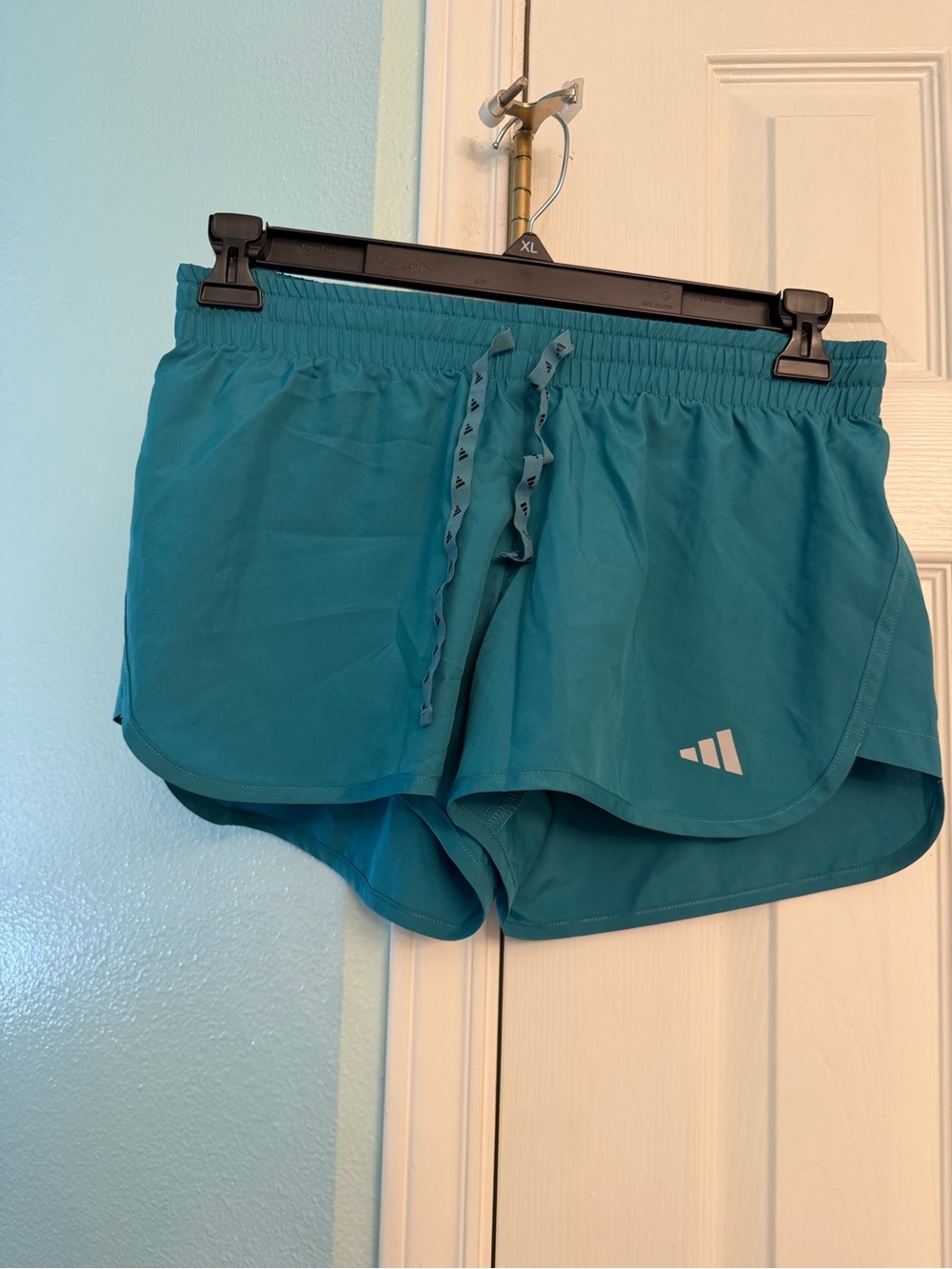 adidas Teal Athletic Running Shorts with Logo